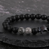 Natural Tiger Eye Stone Beaded Bracelet with Hematite Turtle Charm