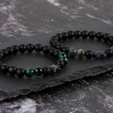 Natural Tiger Eye Stone Beaded Bracelet with Hematite Turtle Charm
