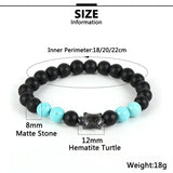 Natural Tiger Eye Stone Beaded Bracelet with Hematite Turtle Charm