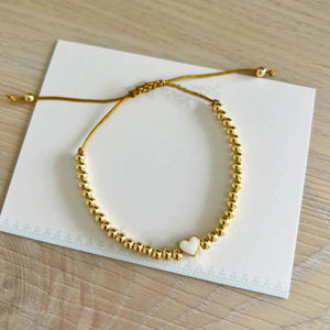 Heart Charm Bracelet Stretch Plated Beaded Women Jewelry Gift
