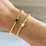 Heart Charm Bracelet Stretch Plated Beaded Women Jewelry Gift