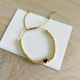 Heart Charm Bracelet Stretch Plated Beaded Women Jewelry Gift