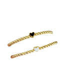 Heart Charm Bracelet Stretch Plated Beaded Women Jewelry Gift