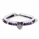 Heart Charm Natural Stone Agates Bracelet Reiki Pearl Beads Multilayer