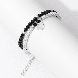 Heart Charm Natural Stone Agates Bracelet Reiki Pearl Beads Multilayer