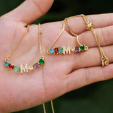 Rainbow CZ Initial A to Letter Mix Bar Bracelet