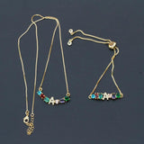 Rainbow CZ Initial A to Letter Mix Bar Bracelet