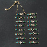 Rainbow CZ Initial A to Letter Mix Bar Bracelet