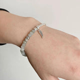 Labradourite Silver Wing Charm Bracelet