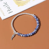 Labradourite Silver Wing Charm Bracelet