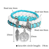 Natural Stone Beads Bracelet Tree of Life Pendant Charm Bracelet