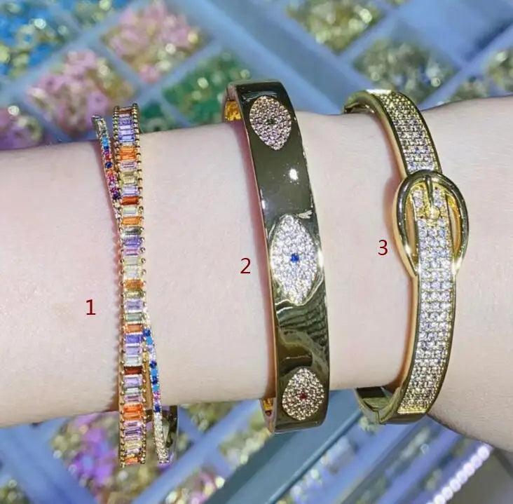 Eye Belt Charm Bracelet Cubic Zirconia Snake Bangle