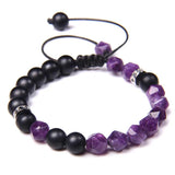 8mm Natural Faceted Beaded Braid Bracelet Quartzs Amethysts Woven Bracelets