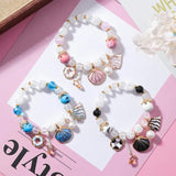 Glass Crystal Beaded Bracelet with Shell Fish Pendant