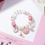 Glass Crystal Beaded Bracelet with Shell Fish Pendant