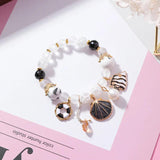 Glass Crystal Beaded Bracelet with Shell Fish Pendant