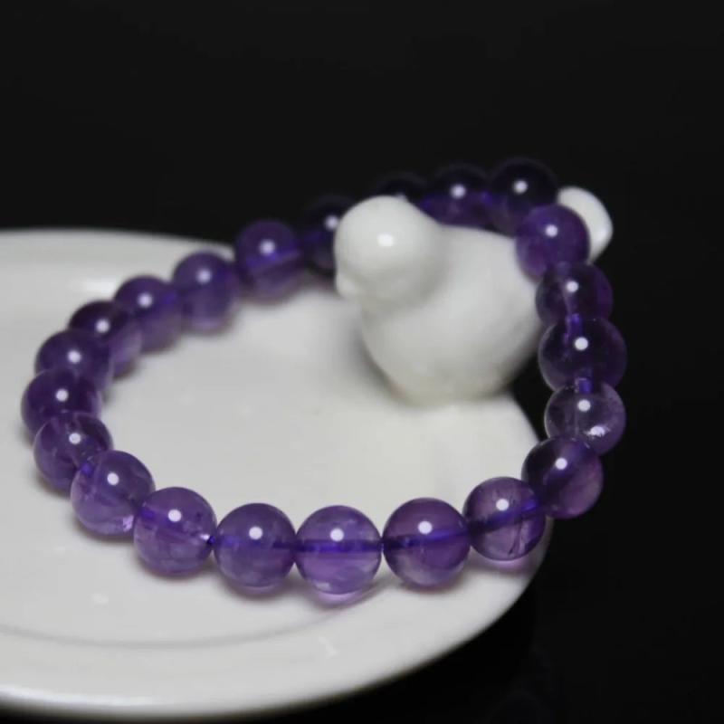 Natural Amethysts Purple Quartz Stone Bracelet Women Beaded Stretch