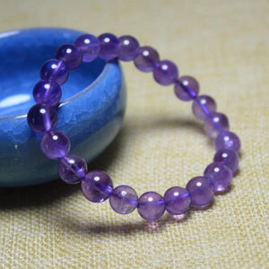 Natural Amethysts Purple Quartz Stone Bracelet Women Beaded Stretch