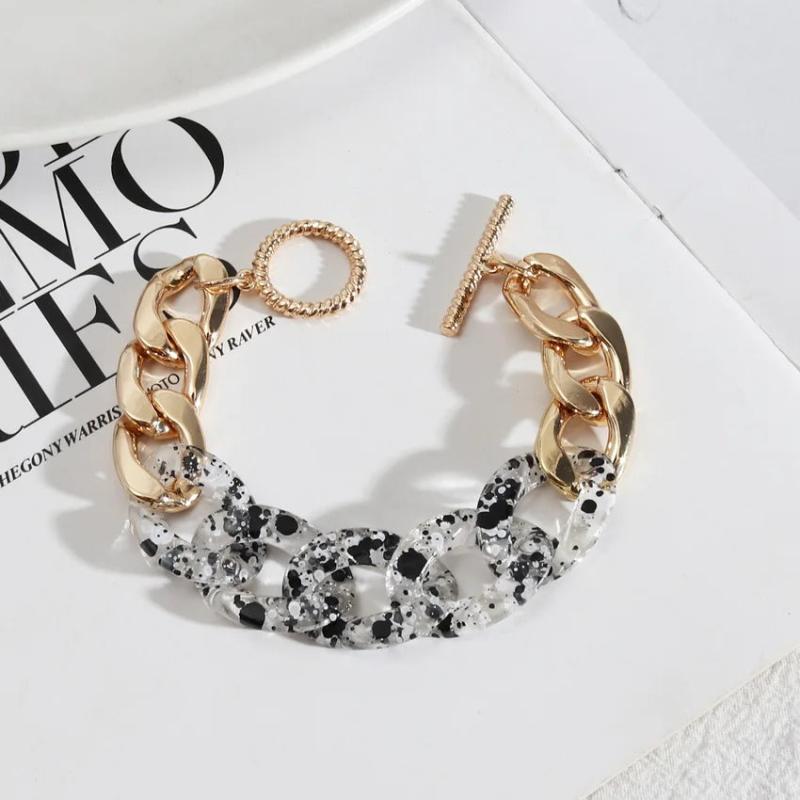 Enamel Link Chain Bracelets for Women Toggle High Fall Bangles
