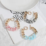 Enamel Link Chain Bracelets for Women Toggle High Fall Bangles