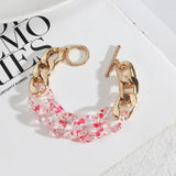 Enamel Link Chain Bracelets for Women Toggle High Fall Bangles