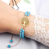 Natural Stone Wrap Bracelet 4mm Mini Beaded Bracelet Tree of Life OM Charm