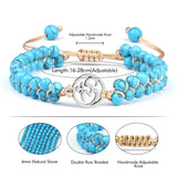 Natural Stone Wrap Bracelet 4mm Mini Beaded Bracelet Tree of Life OM Charm