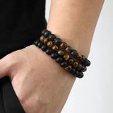 3Pcs/Set Tiger Eye Beaded Bracelets Yoga Healing Jewelry