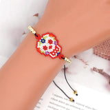 Bohemia Skull Beaded Bracelet Hand Knitting Adjustable Rice Bead Earrings