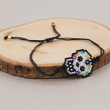 Bohemia Skull Beaded Bracelet Hand Knitting Adjustable Rice Bead Earrings