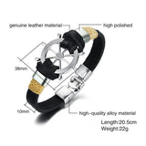Rudder Men Bracelet Bangle Double Layer Leather Classic Daily Sport Sail