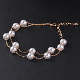 Pearl Bracelets 2 Layers Chain Rose Silver Wedding Accessories Beach Jewelry