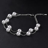 Pearl Bracelets 2 Layers Chain Rose Silver Wedding Accessories Beach Jewelry