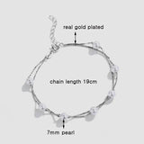 Pearl Bracelets 2 Layers Chain Rose Silver Wedding Accessories Beach Jewelry