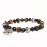 8mm Malachite Yellow Tiger Eye Red Tiger Eye Agate Beaded Bracelet