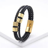 Casual Sports Style 4 Circles Charm Leather Rope Men's Bracelet