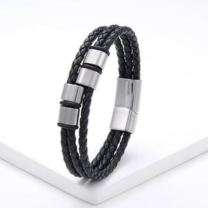 Casual Sports Style 4 Circles Charm Leather Rope Men's Bracelet