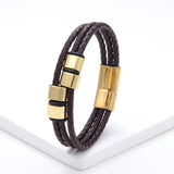 Casual Sports Style 4 Circles Charm Leather Rope Men's Bracelet