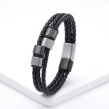 Casual Sports Style 4 Circles Charm Leather Rope Men's Bracelet