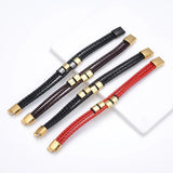 Casual Sports Style 4 Circles Charm Leather Rope Men's Bracelet