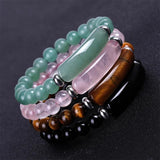 Tiger Eye Stone Agate Crystal Beads Bracelet for Men Women Yoga