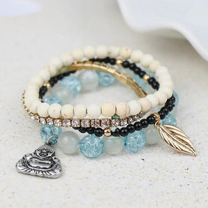 Vintage Multi-Layer Beads Bracelets for Women - Charms Strand Bracelet Set