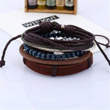 4pcs Leather Bracelets Natural Stone Beads Charm