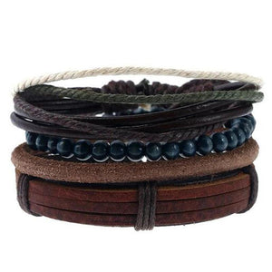 4pcs Leather Bracelets Natural Stone Beads Charm