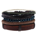 4pcs Leather Bracelets Natural Stone Beads Charm