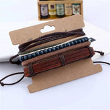 4pcs Leather Bracelets Natural Stone Beads Charm