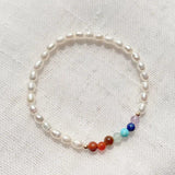 7 Chakra Stone Bracelets with Freshwater Pearls