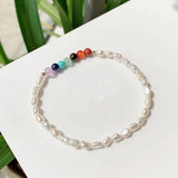 7 Chakra Stone Bracelets with Freshwater Pearls