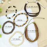 Vintage Braided Wrap Beaded Bracelets Set Multiple Layers Leather Wristbands