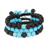 8MM Beads Braided Bracelet Set Howlite Tiger Eye Stone Labradorite 3Pcs
